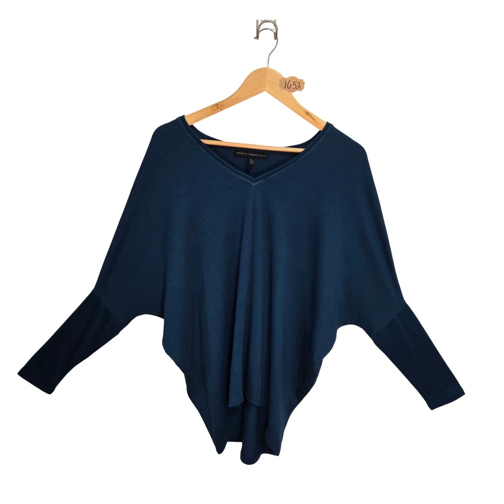 White House Black Market Teal Blue Dolman Sleeve V-Neck Sweater Small